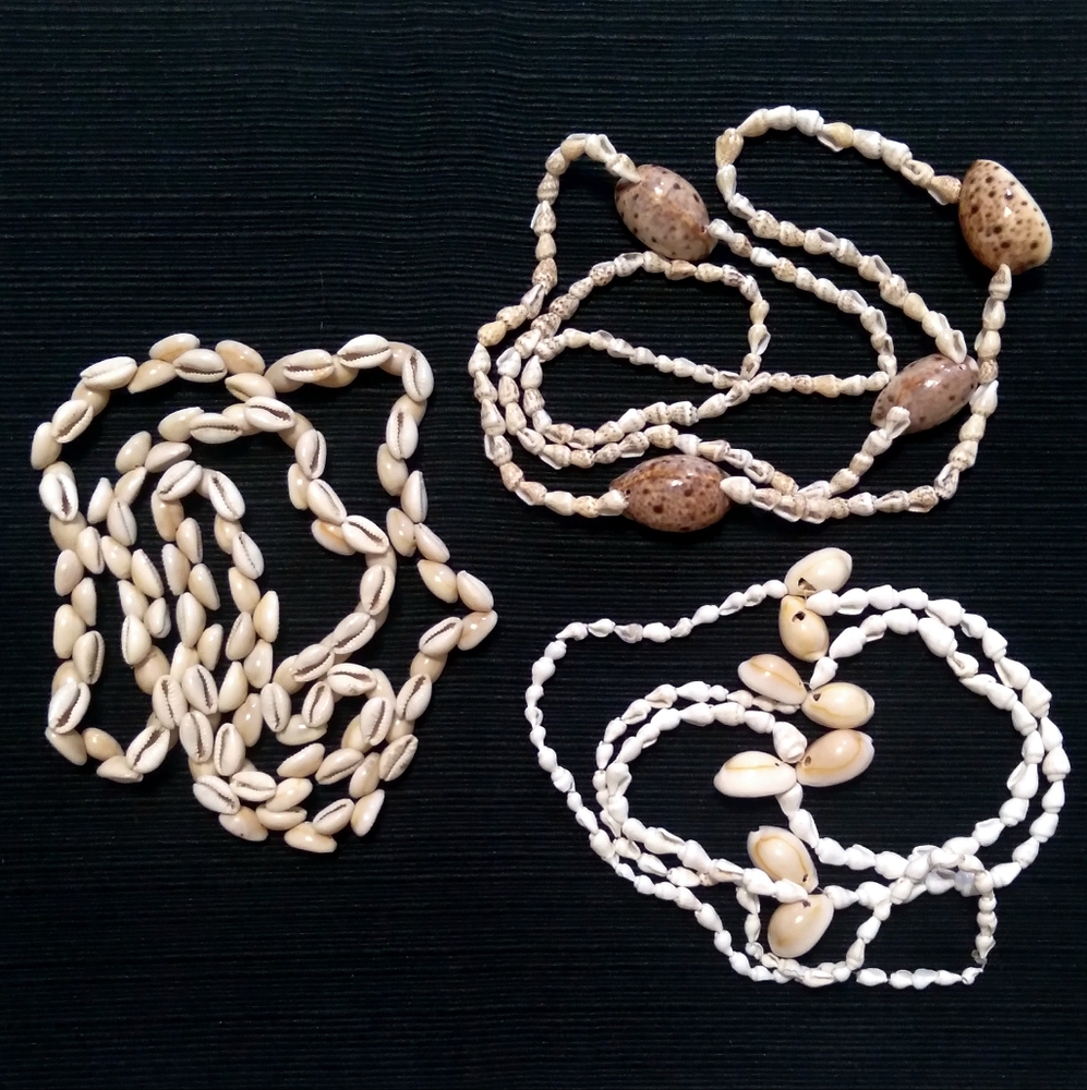 THREE Natural Shell Beaded Necklaces
